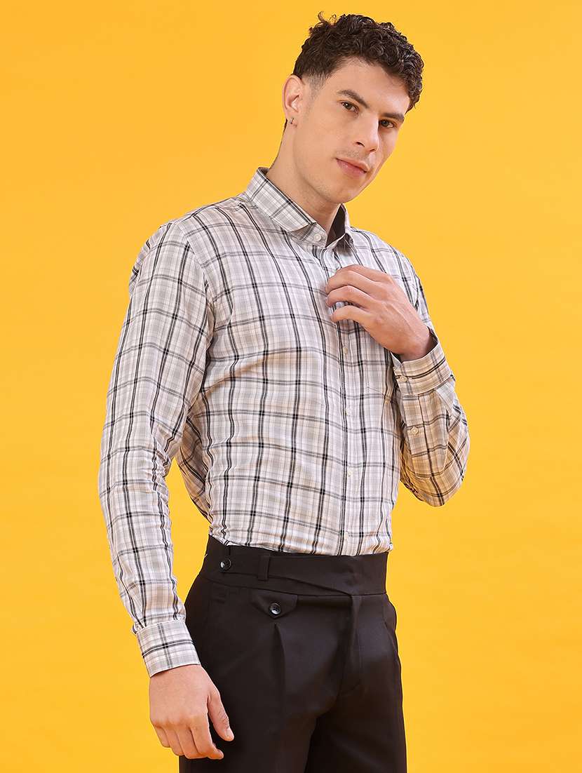 men checkered long sleeve regualr fit formal shirt - 22067107 -  Standard Image - 2
