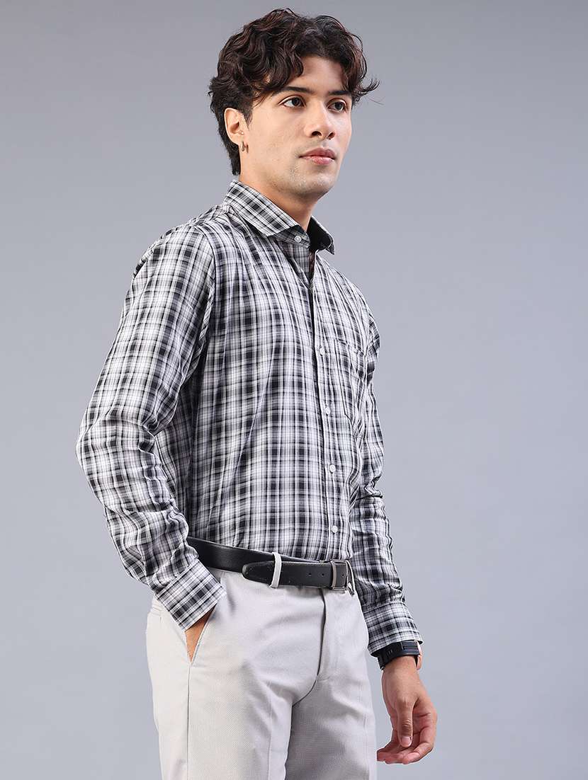 men checkered long sleeve regualr fit formal shirt - 22067108 -  Standard Image - 2