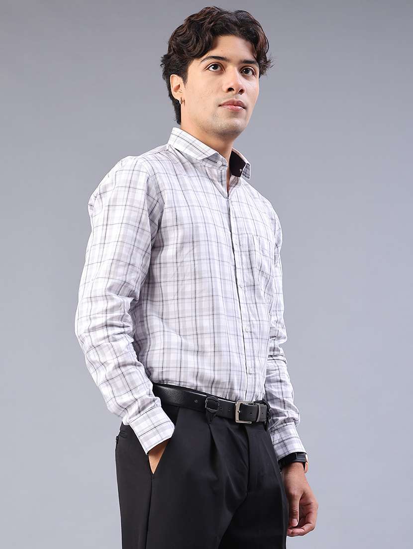 men checkered long sleeve regualr fit formal shirt - 22067110 -  Standard Image - 2
