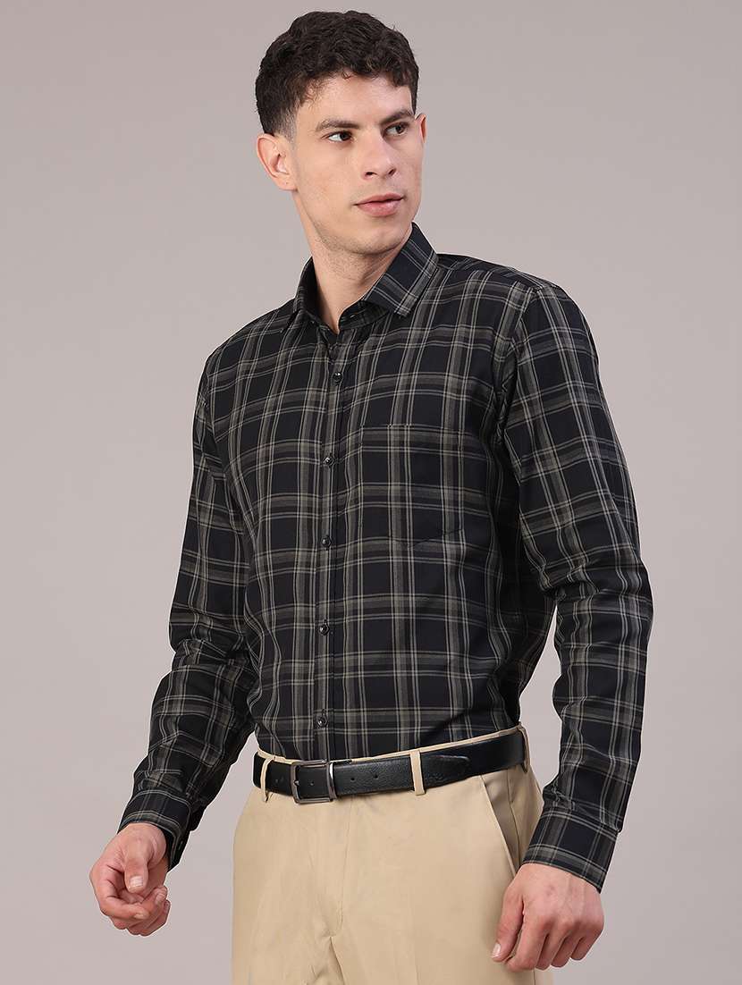 men checkered collared long sleeve shirt - 22067111 -  Standard Image - 2