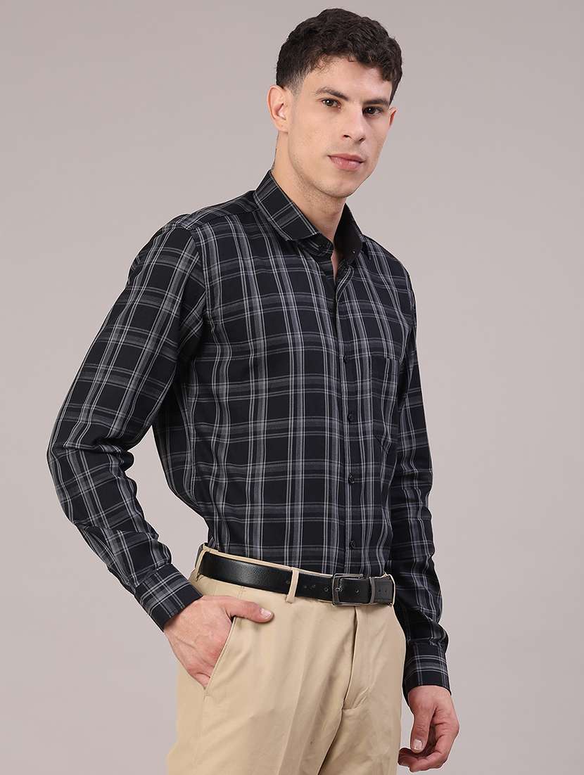 men checkered collared long sleeve shirt - 22067112 -  Standard Image - 2