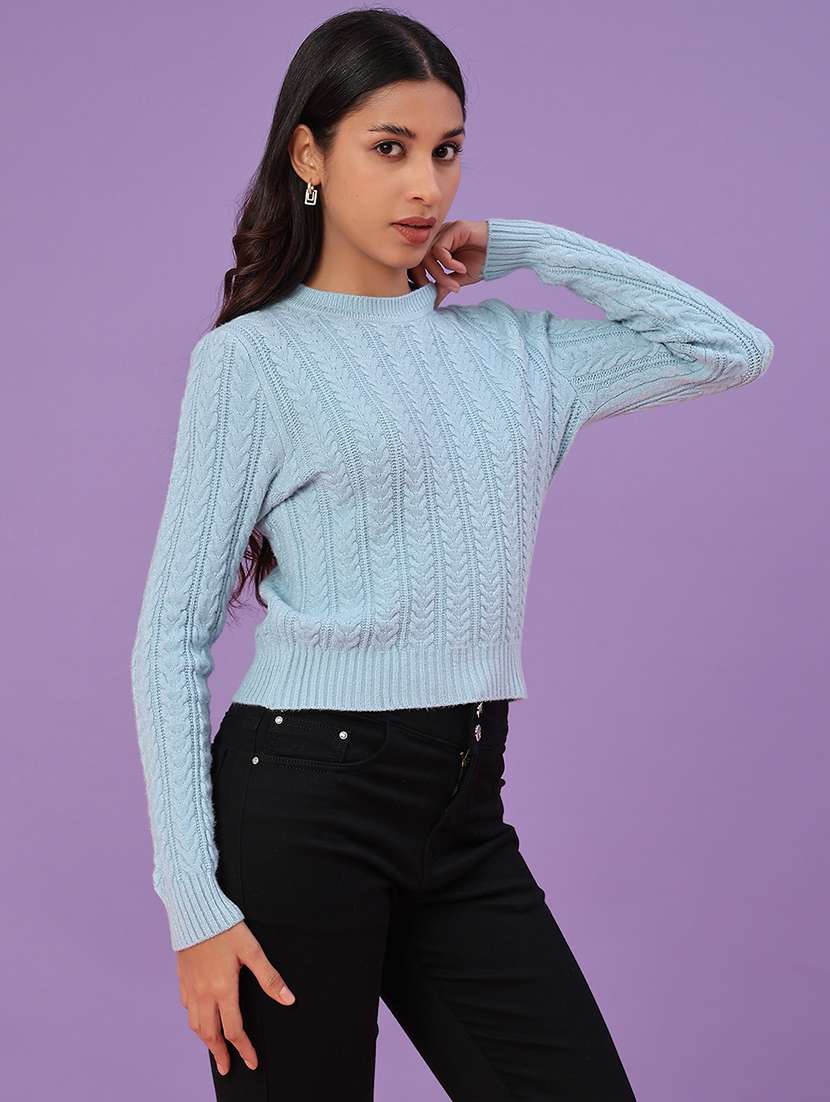 women self design long sleeve waist length pullover - 22067177 -  Standard Image - 2