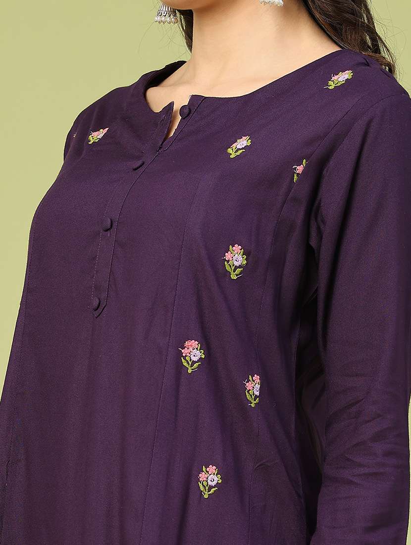women purple rayon a-line kurta - 22067437 -  Standard Image - 2