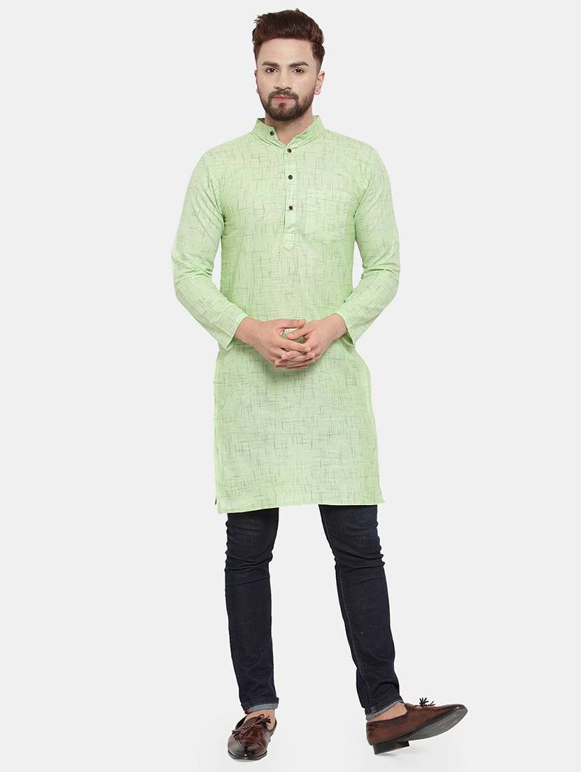 men solid mandarin neck long kurta - 22067472 - Zoom Image - 0