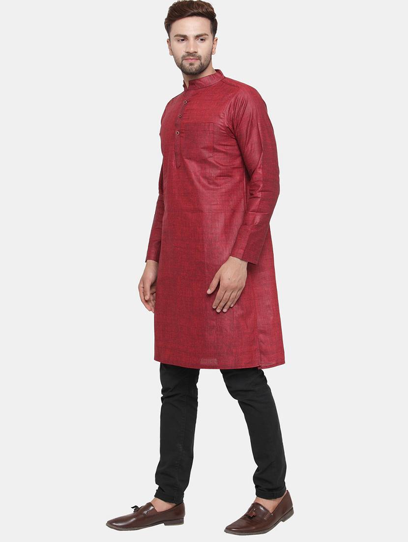 men solid mandarin neck long kurta - 22067478 - Standard Image - 2