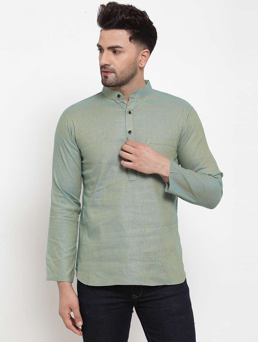 men solid mandarin neck short kurta - 22067479 - Zoom Image - 0