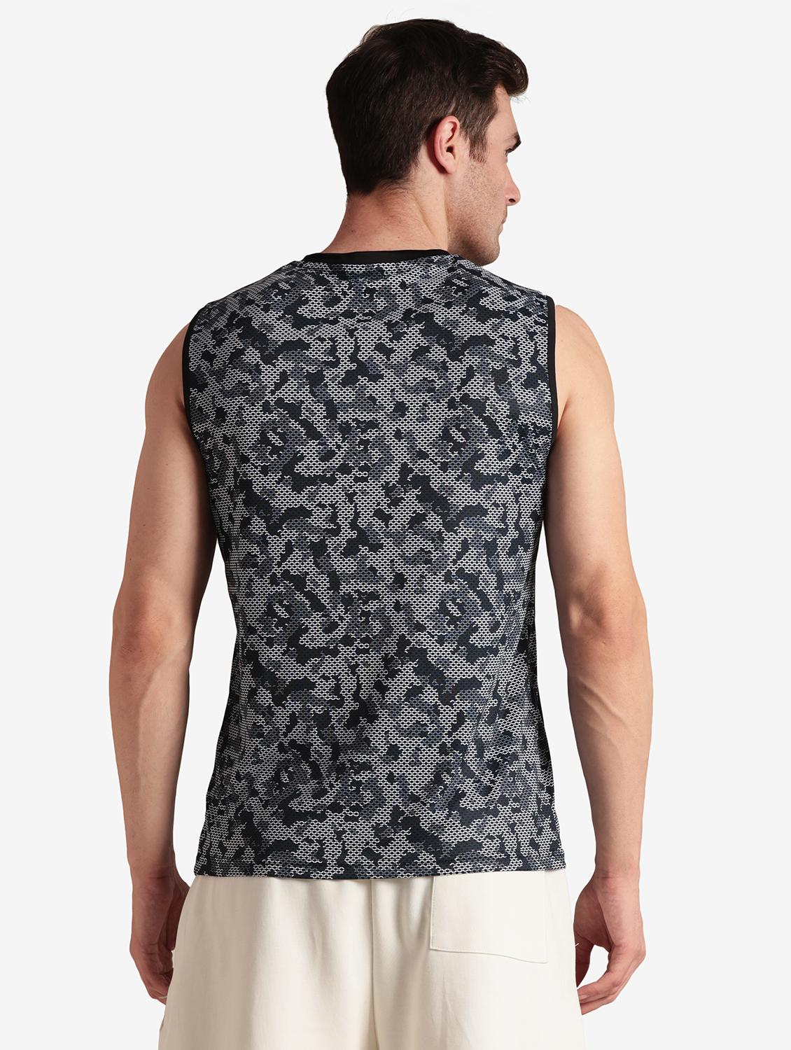 men printed sleeveless regular fit t-shirt - 22067516 - Standard Image - 2