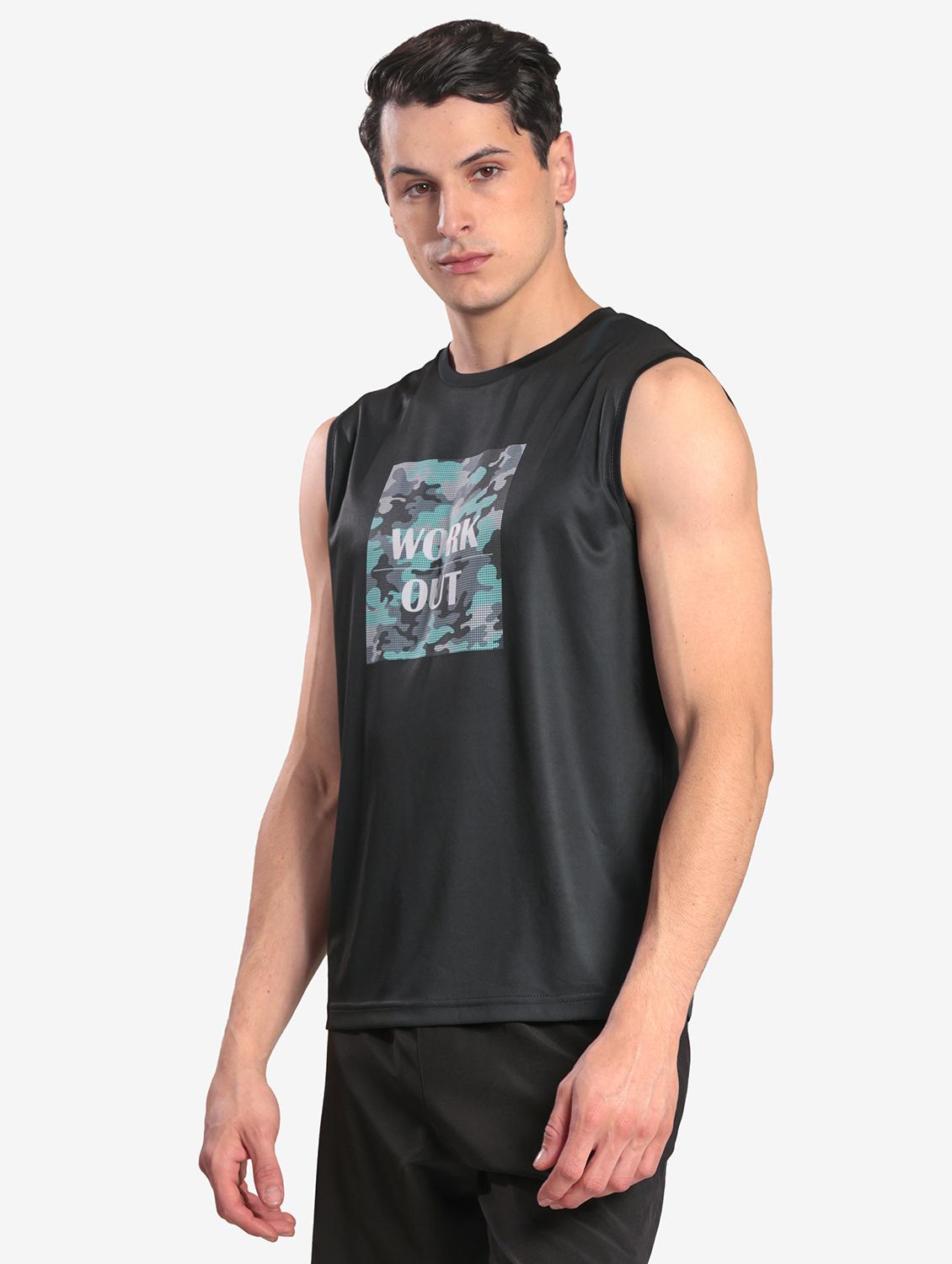 men printed sleeveless regular fit t-shirt - 22067517 - Standard Image - 2