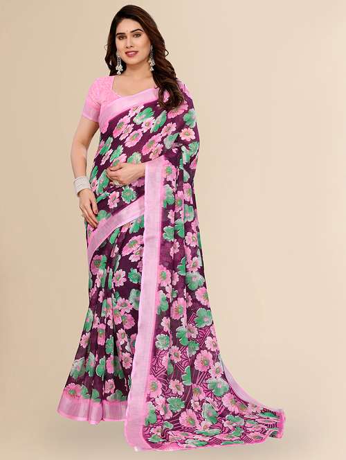 women printed casual wear saree with blouse - 22067593 -  Standard Image - 0