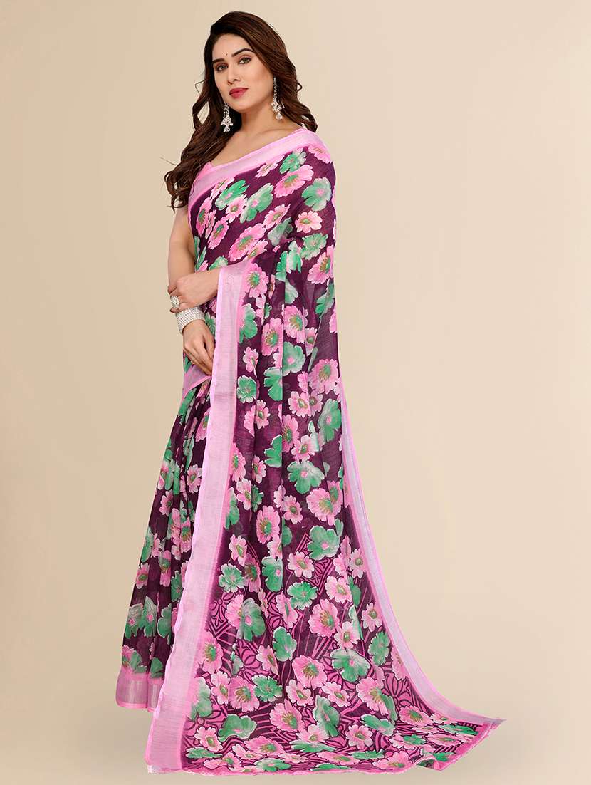 women printed casual wear saree with blouse - 22067593 - Standard Image - 2