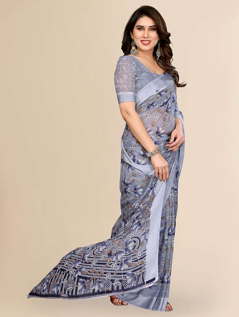 women printed casual wear saree with blouse - 22067603 -  Standard Image - 2