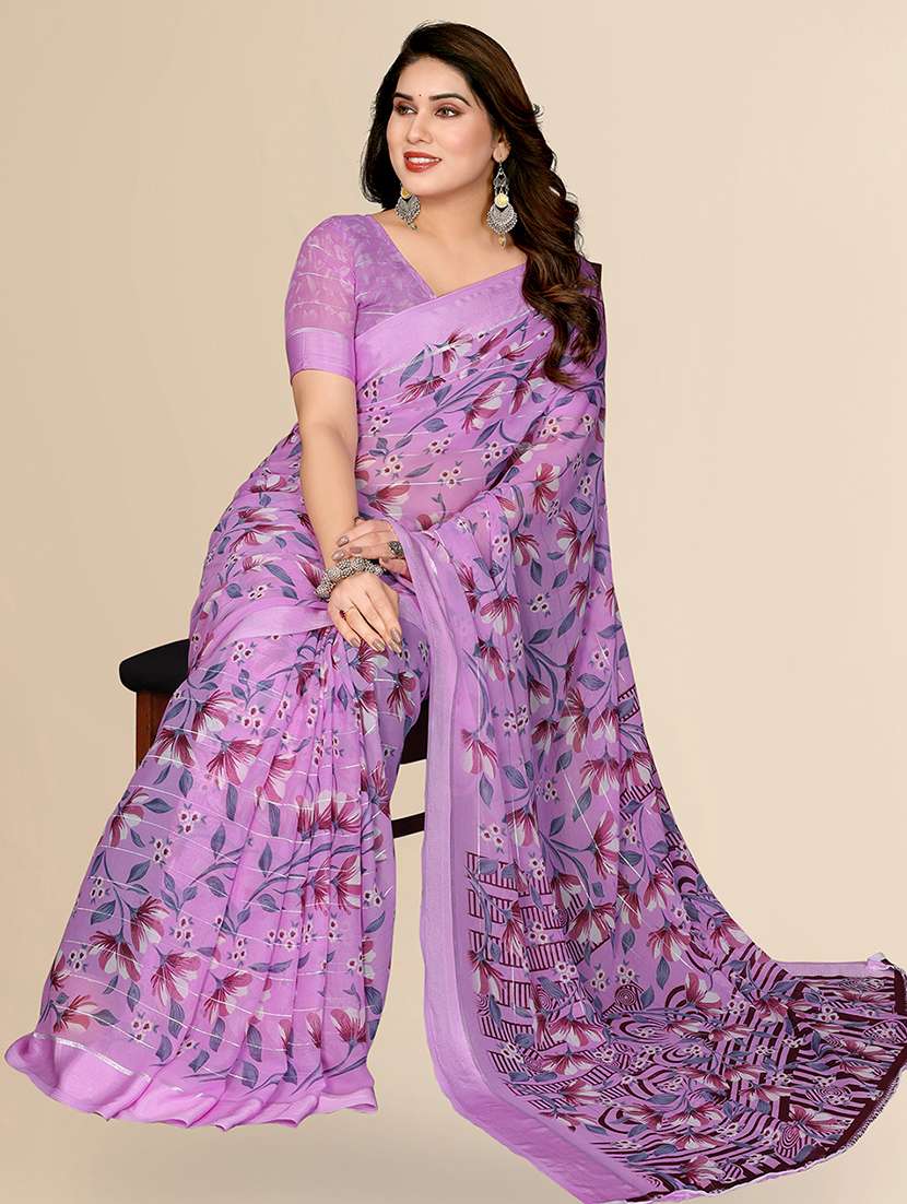 women printed casual wear saree with blouse - 22067608 -  Standard Image - 2