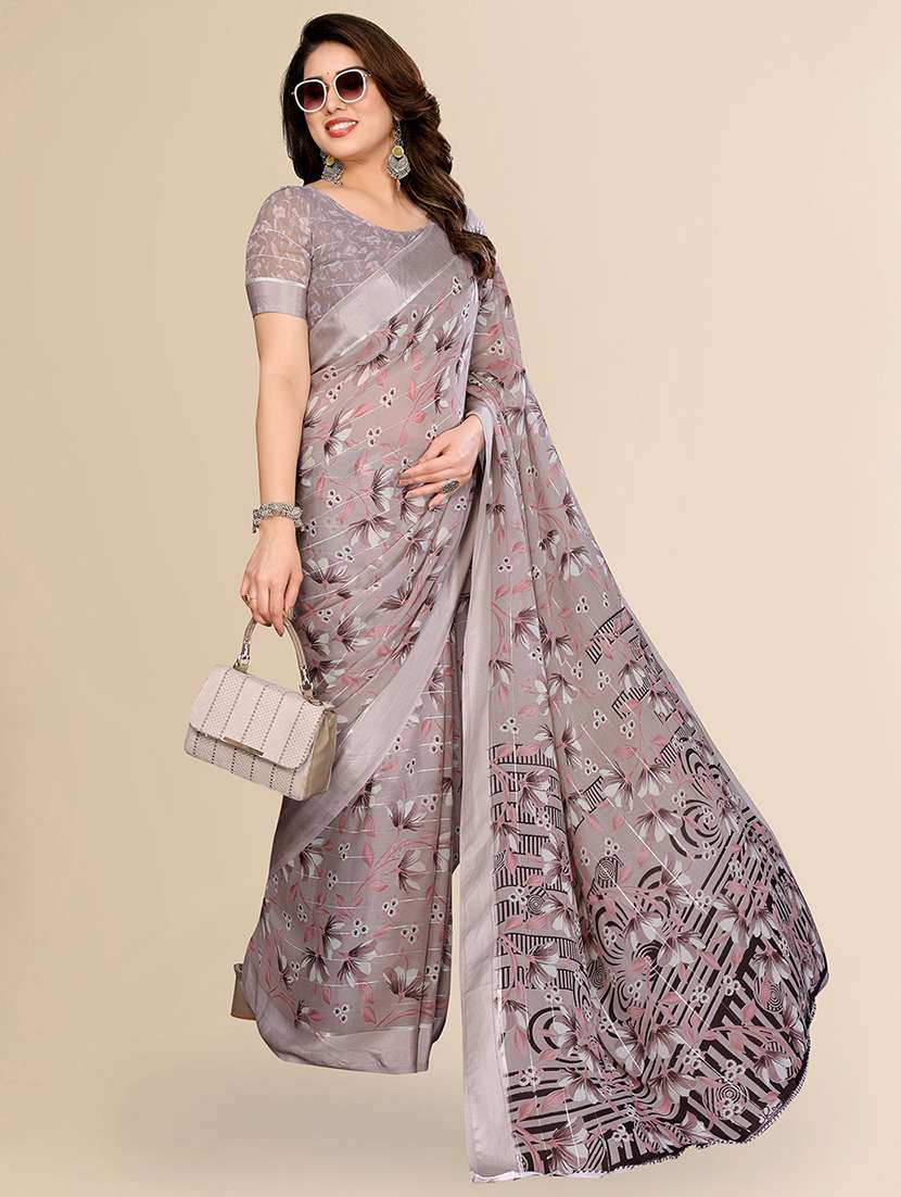 women printed casual wear saree with blouse - 22067609 -  Standard Image - 2