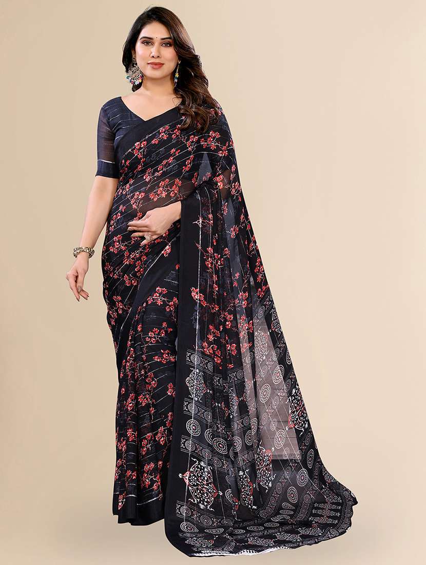 women printed casual wear saree with blouse - 22067616 - Zoom Image - 0