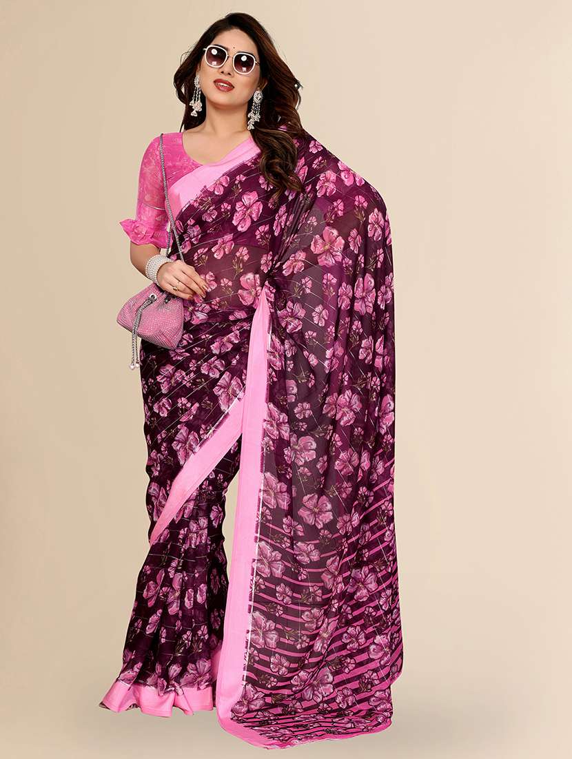 women printed casual wear saree with blouse - 22067627 -  Standard Image - 2