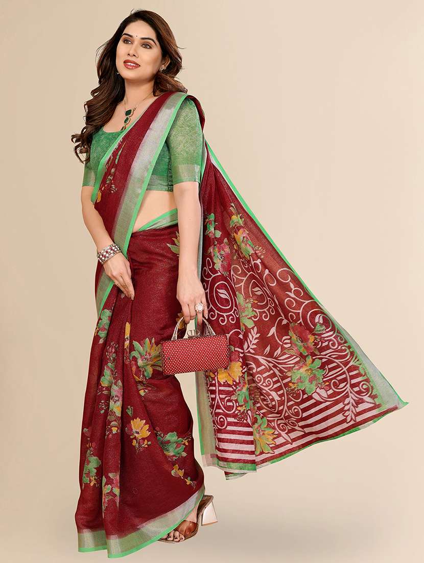women printed casual wear saree with blouse - 22067666 -  Standard Image - 2