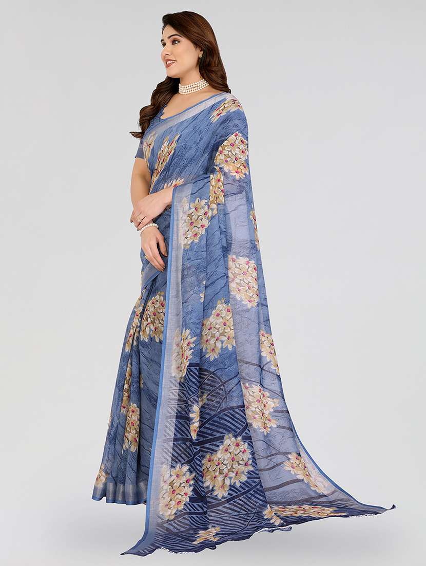 women printed casual wear saree with blouse - 22067885 -  Standard Image - 2