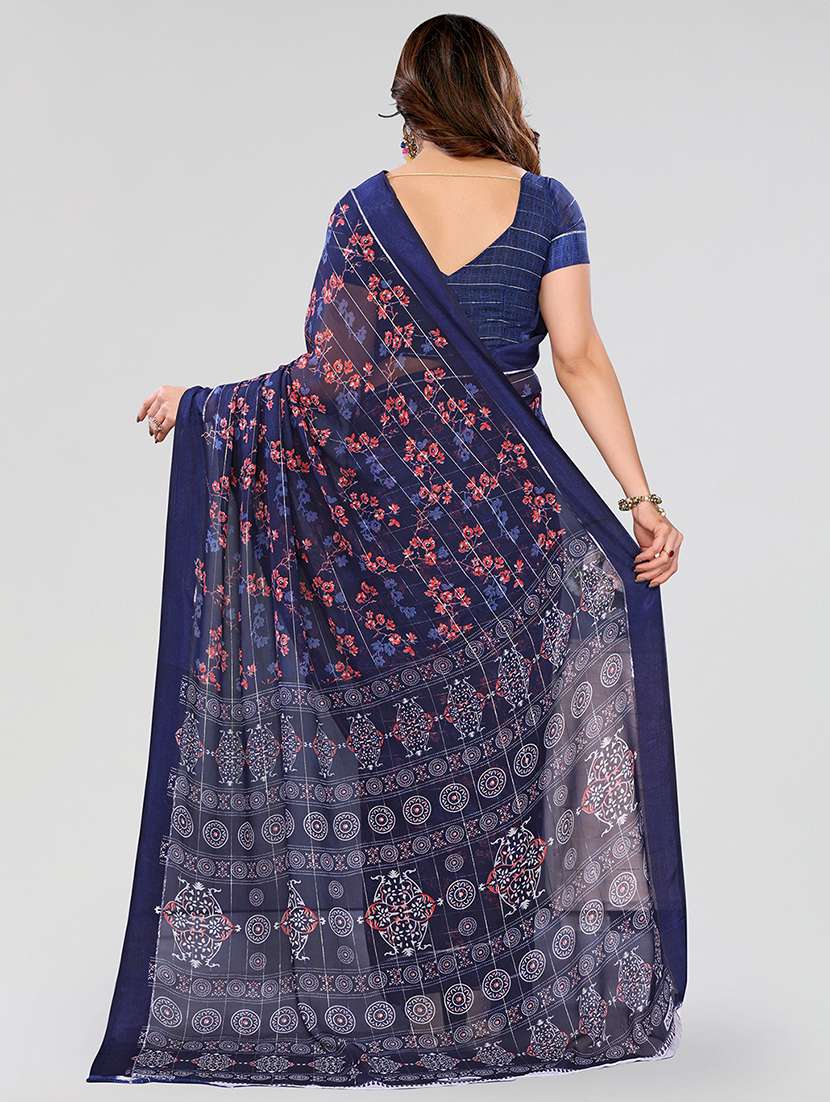 women printed casual wear saree with blouse - 22067910 -  Standard Image - 2
