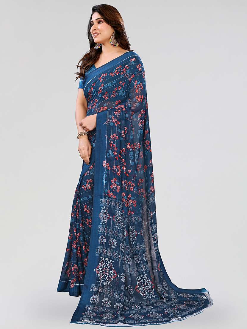 women printed casual wear saree with blouse - 22067917 -  Standard Image - 2