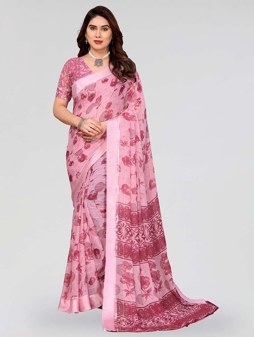women printed casual wear saree with blouse