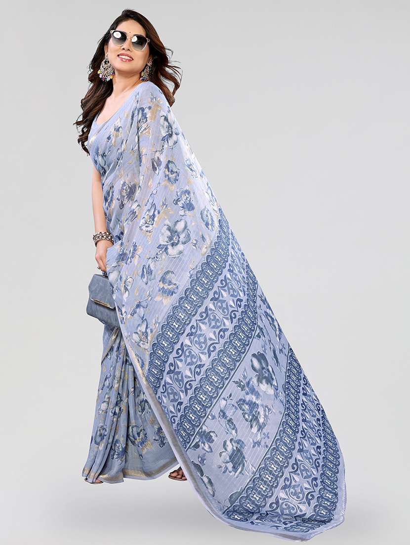 women printed casual wear saree with blouse - 22067936 -  Standard Image - 2