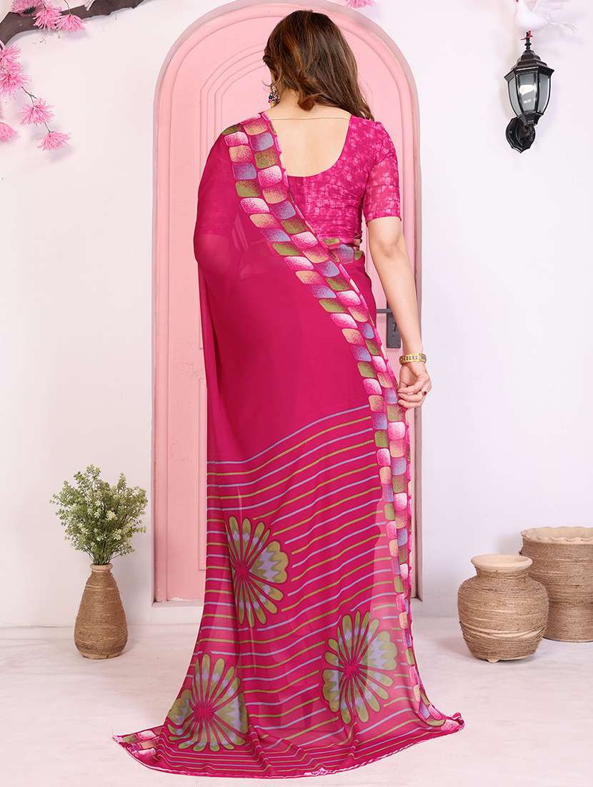 women printed casual wear saree with blouse - 22068042 -  Standard Image - 2