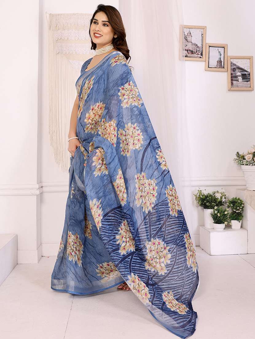 women printed casual wear saree with blouse - 22068073 -  Standard Image - 2