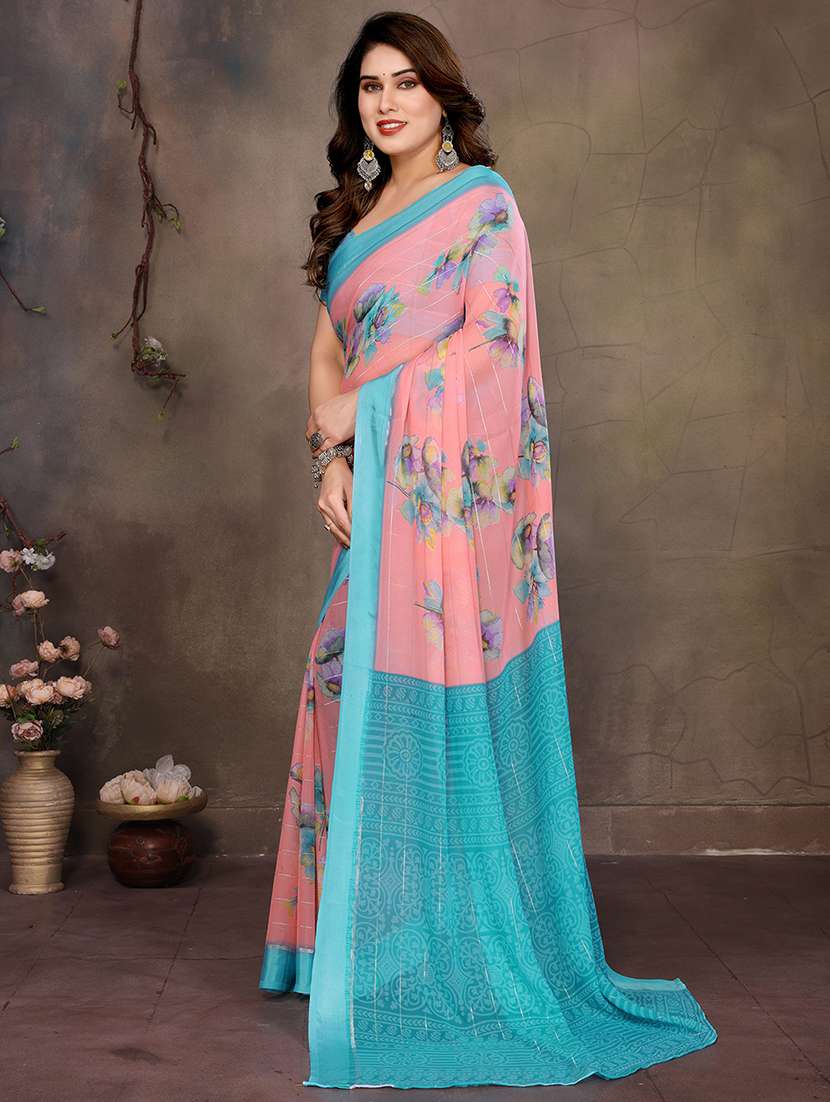 women printed casual wear saree with blouse - 22068088 -  Standard Image - 2