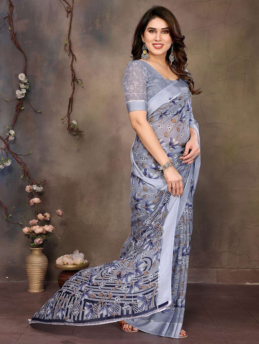 women printed casual wear saree with blouse - 22068090 - Standard Image - 2