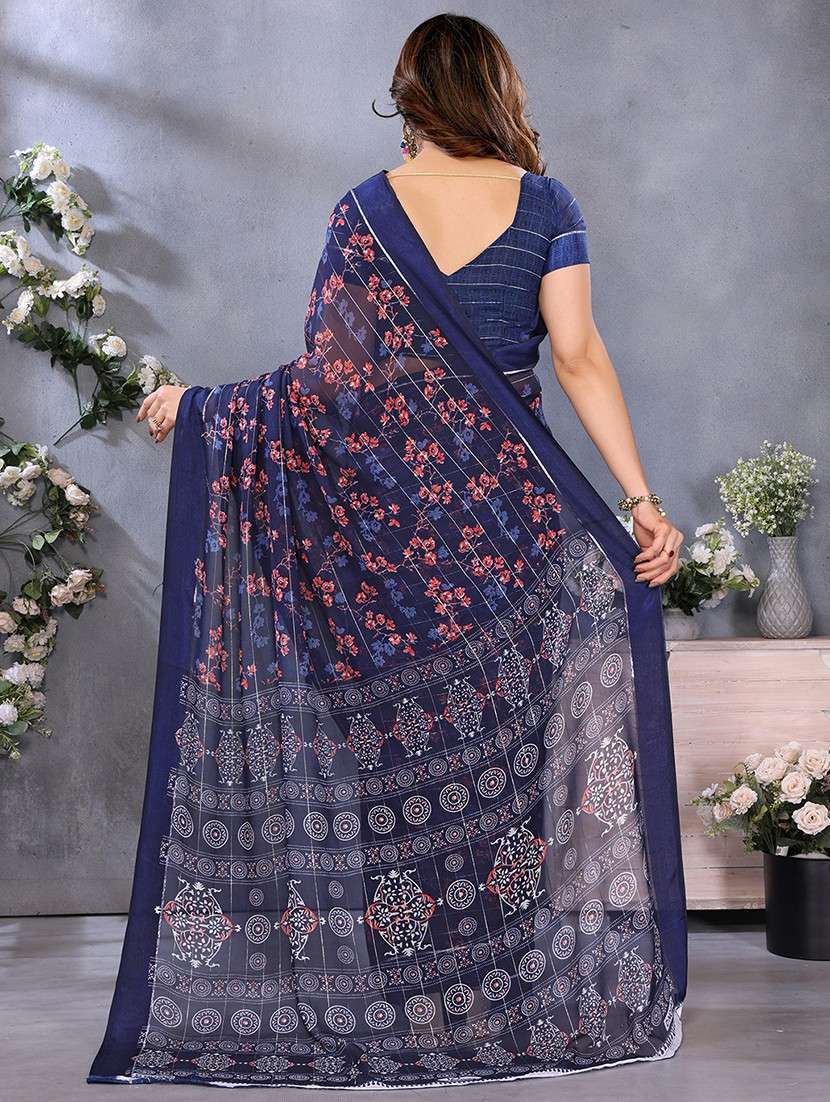 women printed casual wear saree with blouse - 22068098 -  Standard Image - 2