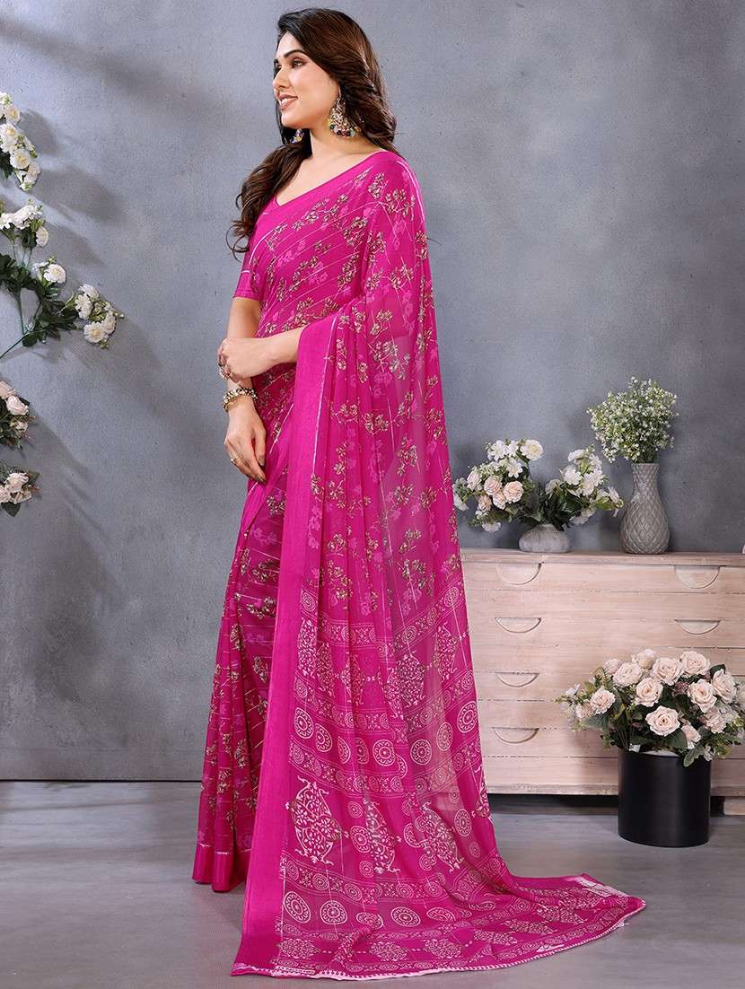 women printed casual wear saree with blouse - 22068100 -  Standard Image - 2