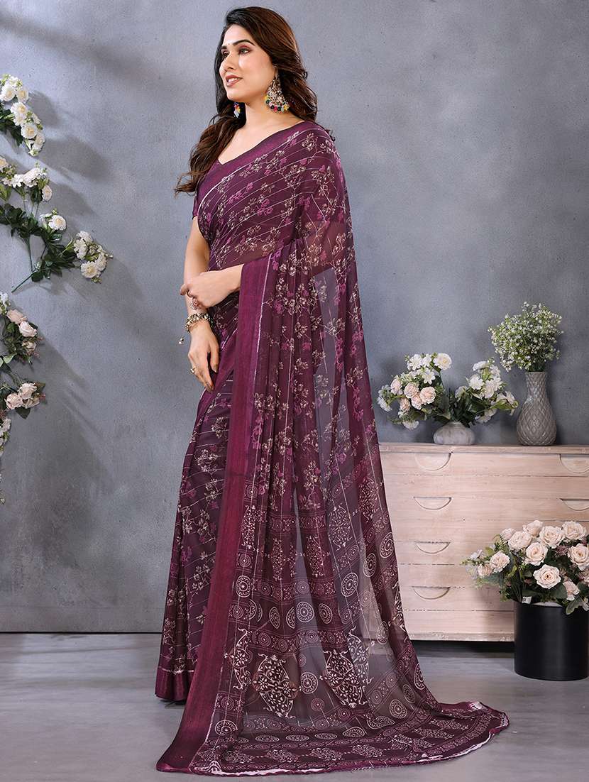 women printed casual wear saree with blouse - 22068102 -  Standard Image - 2