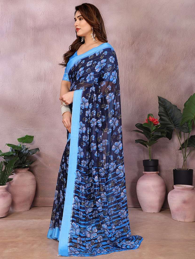 women printed casual wear saree with blouse - 22068112 -  Standard Image - 2