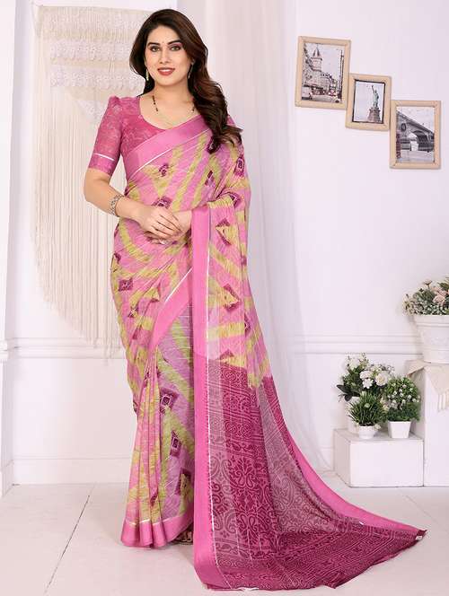 women printed casual wear saree with blouse - 22068122 -  Standard Image - 0