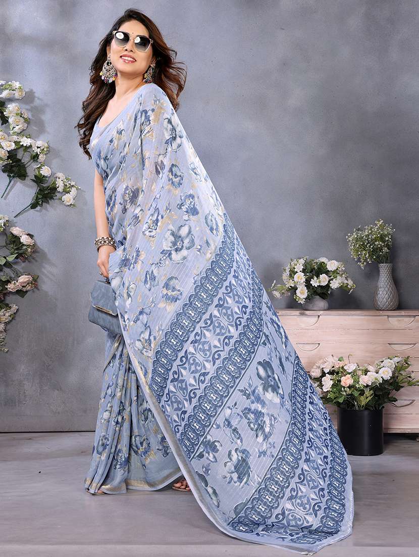 women printed casual wear saree with blouse - 22068124 -  Standard Image - 2