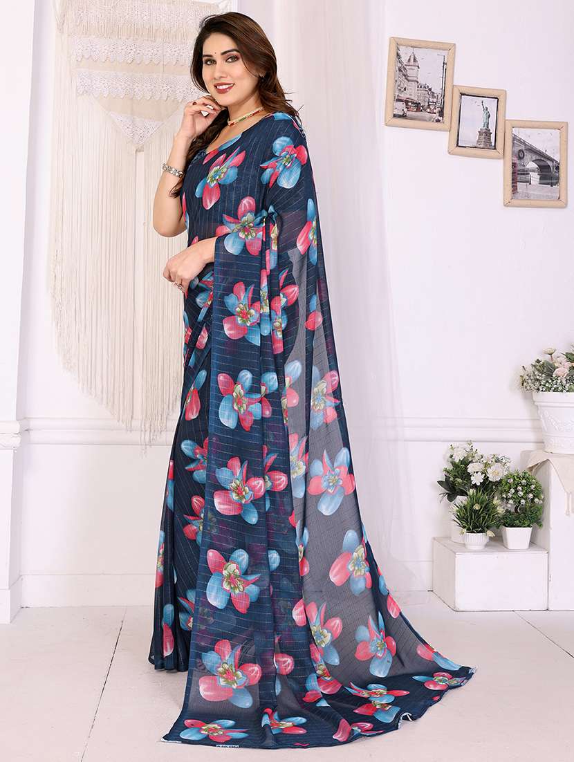 women printed casual wear saree with blouse - 22068132 - Standard Image - 2