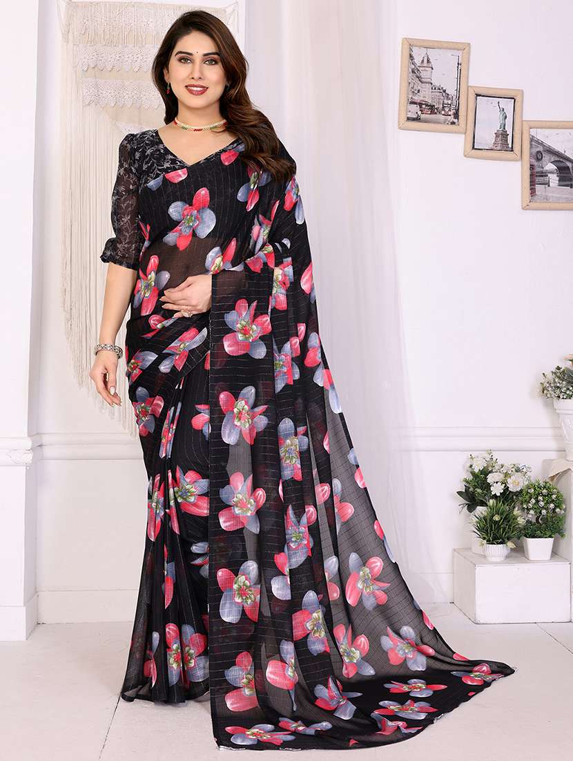 women printed casual wear saree with blouse - 22068137 - Zoom Image - 0