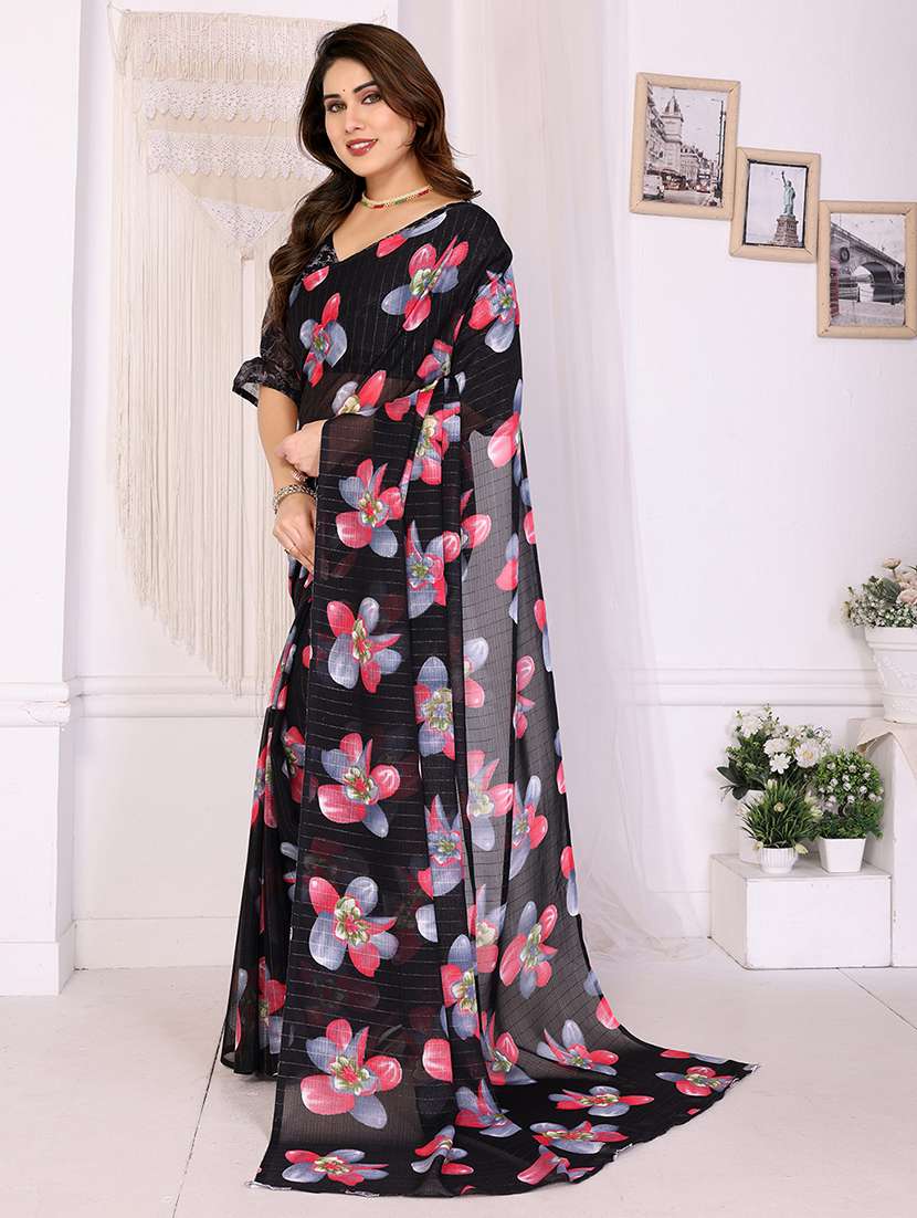 women printed casual wear saree with blouse - 22068137 - Standard Image - 2