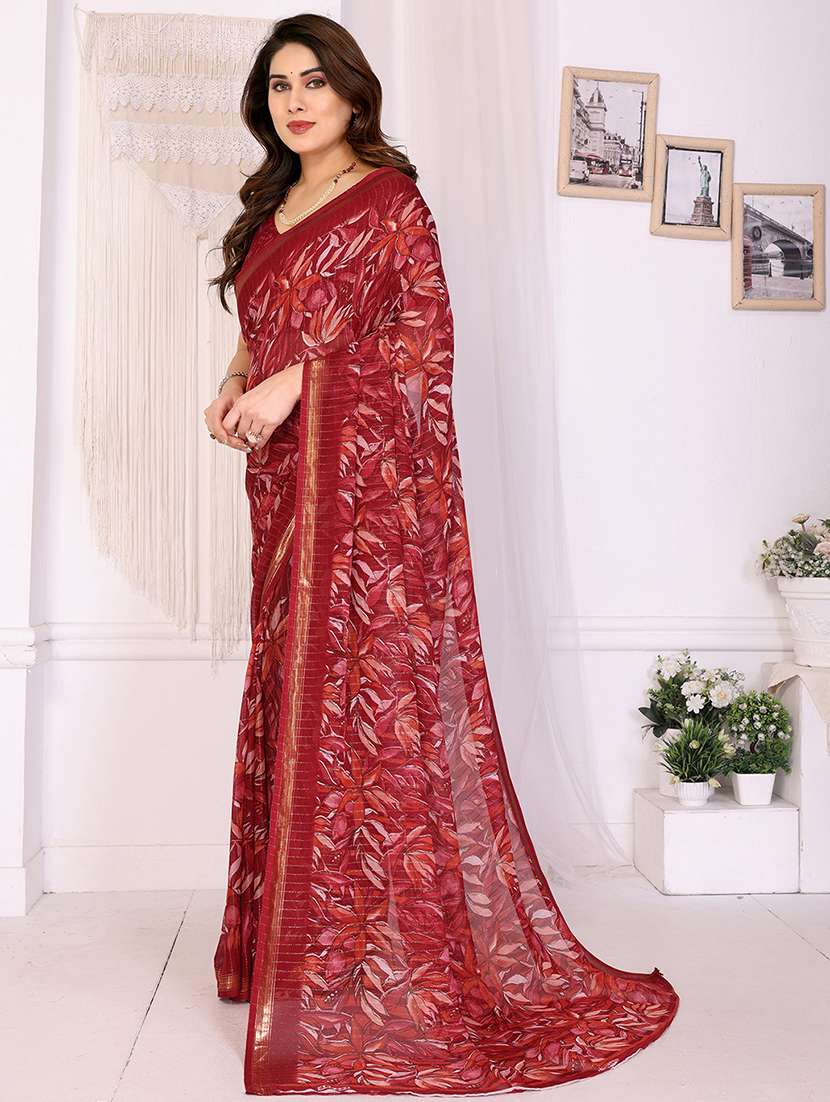 women printed casual wear saree with blouse - 22068141 -  Standard Image - 2