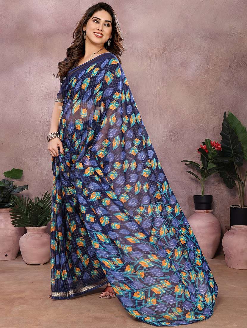 women printed casual wear saree with blouse - 22068144 - Standard Image - 2