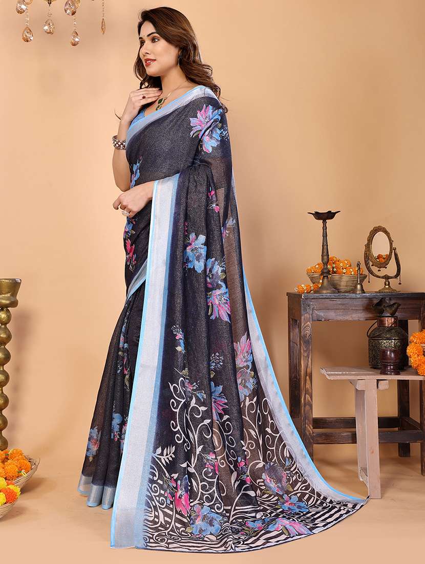women printed casual wear saree with blouse - 22068163 -  Standard Image - 2