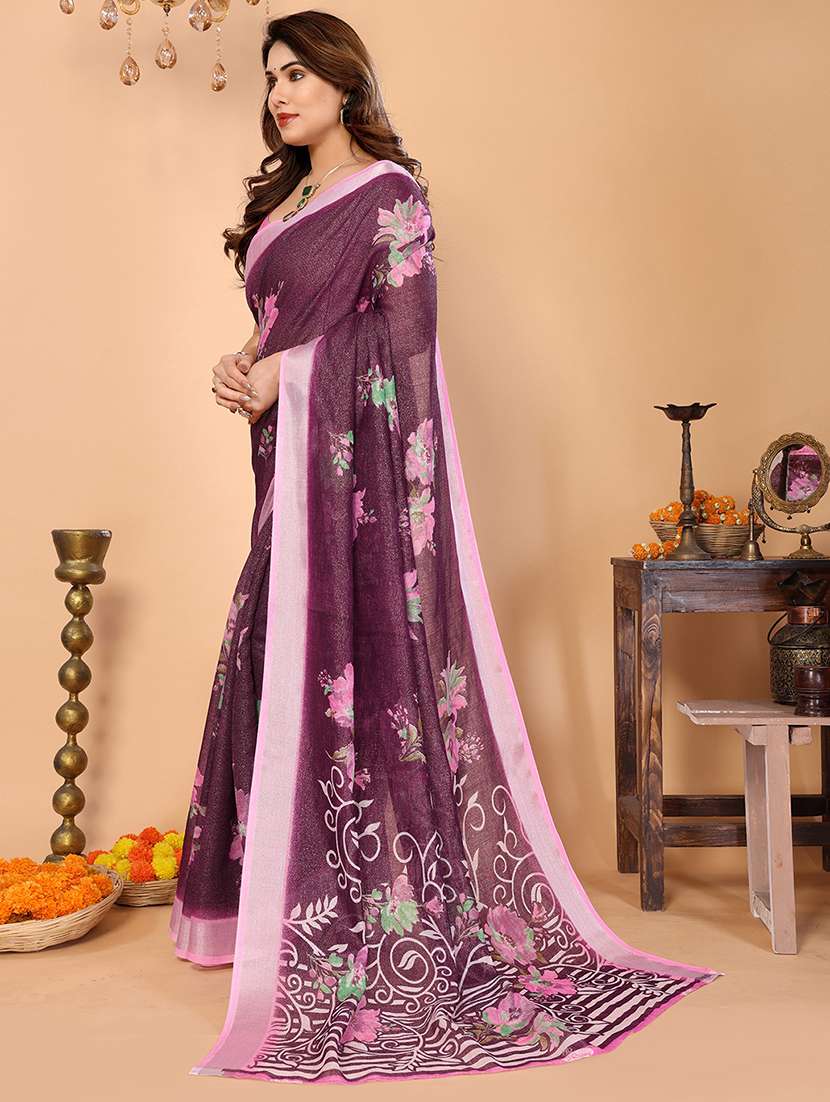 women printed casual wear saree with blouse - 22068165 -  Standard Image - 2