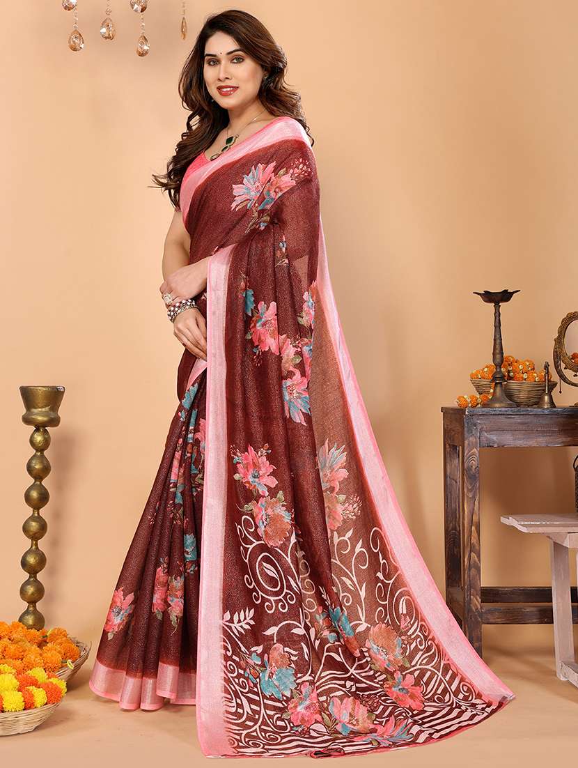 women printed casual wear saree with blouse - 22068167 -  Standard Image - 2