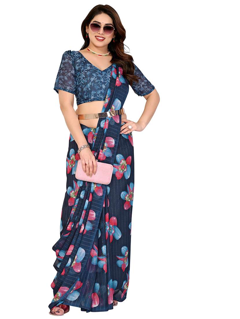 women printed casual wear saree with blouse - 22068232 -  Standard Image - 2
