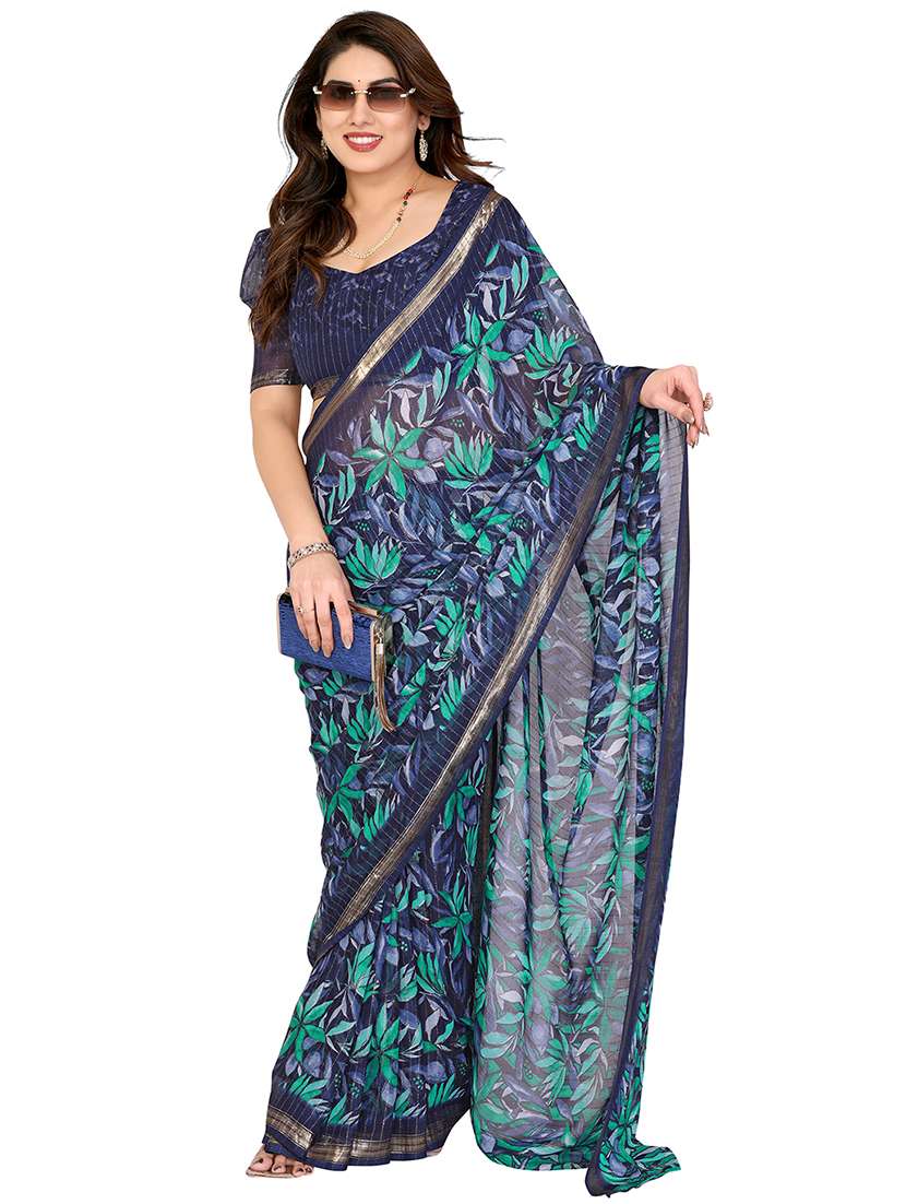 women printed casual wear saree with blouse - 22068240 -  Standard Image - 2