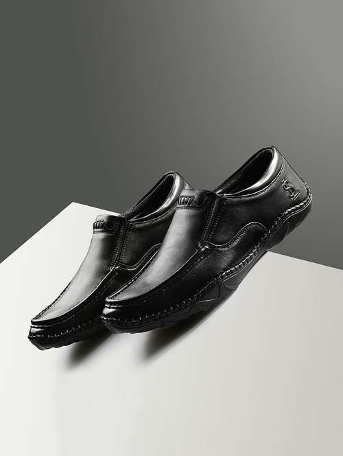 black leather slip on ons - 22068252 - Standard Image - 0