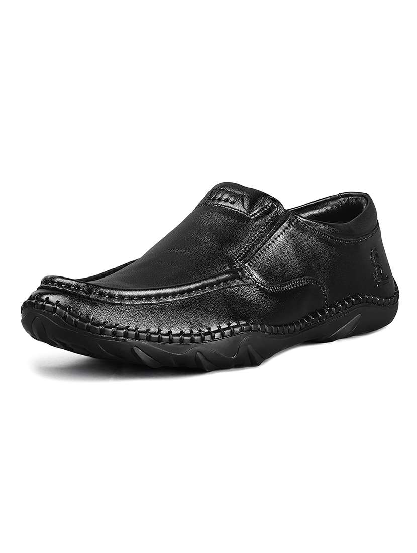 black leather slip on ons - 22068252 -  Standard Image - 2