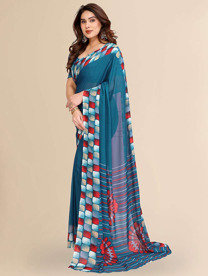 women printed casual wear saree with blouse - 22068254 -  Standard Image - 2