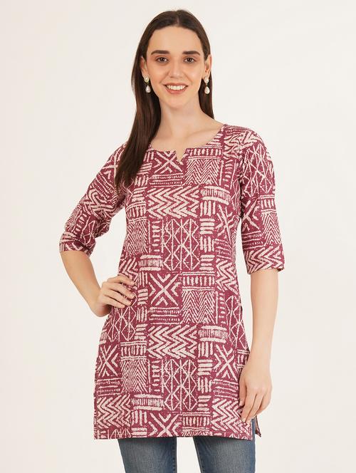 women printed three quarter sleeve straight kurti - 22068314 -  Standard Image - 0