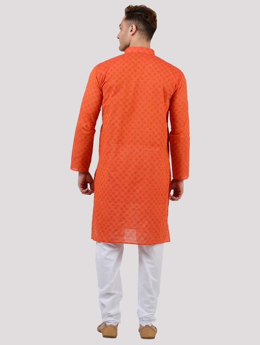 men self design mandarin neck long kurta - 22068359 - Standard Image - 2